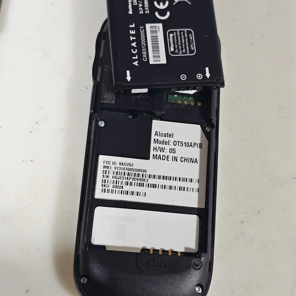 Alcatel OT510APIB AT&T Black Silver Basic Bar Cell Phone T9 Keypad 850mAh